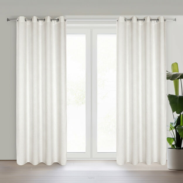 Zasłona na przelotkach 135x250 ALETA jasny beż jednokolorowa z szenilu