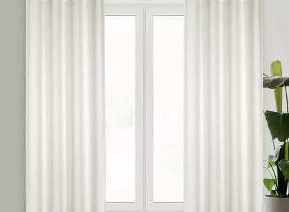 Zasłona gotowa na przelotkach 135x250 ALETA jasny beż jednokolorowa z szenilu