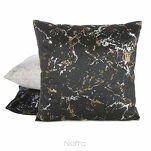 Poszewka welwetowa 45x45 DORI czarna zdobiona metalicznym nadrukiem marmurku - 2