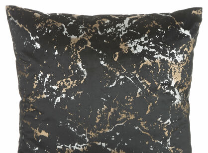 Poszewka welwetowa 45x45 DORI czarna zdobiona metalicznym nadrukiem marmurku