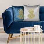 Poszewka welwetowa 45x45 ROYAL 4 niebieska z aplikacją w kolorze złotym z cyrkoniami 45x45 - 3