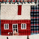 Pościel świąteczna 140x200 NIKO czerwono niebieska świąteczne miasteczko z satyny bawełnianej - 2