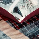 Pościel świąteczna 140x200 NIKO czerwono niebieska świąteczne miasteczko z satyny bawełnianej - 5