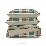 Pościel satynowa 140x200 SPRING 65 jasny brąz zielona z motywem kratki z kolekcji Classic - 8