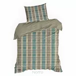 Pościel satynowa 140x200 SPRING 65 jasny brąz zielona z motywem kratki z kolekcji Classic - 6