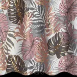 Zasłona na przelotkach 140x250 KORFU pudrowa ze wzorem liści i złotym nadrukiem - 6