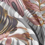 Zasłona na przelotkach 140x250 KORFU pudrowa ze wzorem liści i złotym nadrukiem - 3