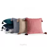 Poszewka dekoracyjna 45x45 POLY 6 srebrna jednokolorowa z pomponami - 2