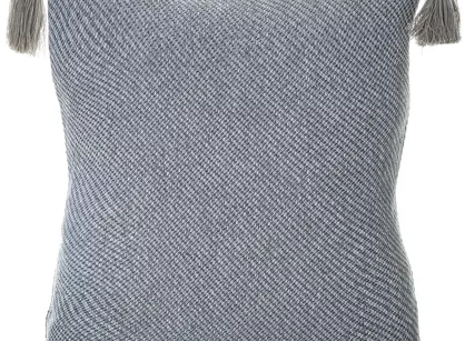 Poszewka dekoracyjna 45x45 POLY 6 srebrna jednokolorowa z pomponami