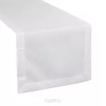 Bieżnik 40x140 STELLA 2 biały zdobiony kantą z wplecioną nicią srebrną - 4