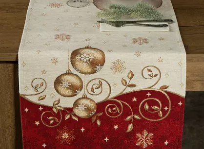 Bieżnik świąteczny 45x140 670 gobelinowy beżowy utkany nicią szenilową