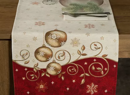 Bieżnik świąteczny 45x140 670 gobelinowy beżowy utkany nicią szenilową