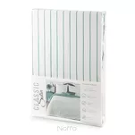 Pościel satynowa 160x200 RAYA biała miętowa w paseczki - 8