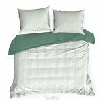 Pościel satynowa 160x200 RAYA biała miętowa w paseczki - 7