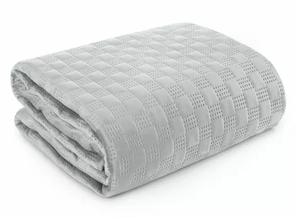 Narzuta welwetowa 220x240 SOFIA 4 srebrna pikowana w dużą gęstą jodełkę
