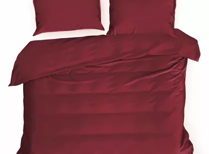 Pościel satynowa 180x200 NOVA 3 jednokolorowa gładka ciemna czerwień