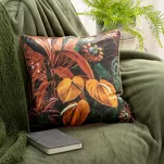 Poszewka welwetowa 45x45 VELVET 104 czarna z wzorem pomarańczowych wyrazistych kwiatów obszyta lamówką - 3