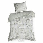 Pościel satynowa 220x200 SPRING 73 jasny beż w jasno szary wzór kwiatów z kolekcji Classic - 5