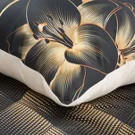 Pościel z makosatyny 160x200 VICTORIA 12 czarna ze złotym geometrycznym i kwiatowym wzorem Limited Collection - 7