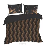 Pościel z makosatyny 160x200 VICTORIA 12 czarna ze złotym geometrycznym i kwiatowym wzorem Limited Collection - 3