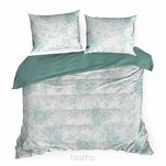 Pościel satynowa 220x200 SPRING 85 biała z wzorem jasno miętowych hortensji z kolekcji Classic - 5