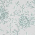 Pościel satynowa 220x200 SPRING 85 biała z wzorem jasno miętowych hortensji z kolekcji Classic - 2