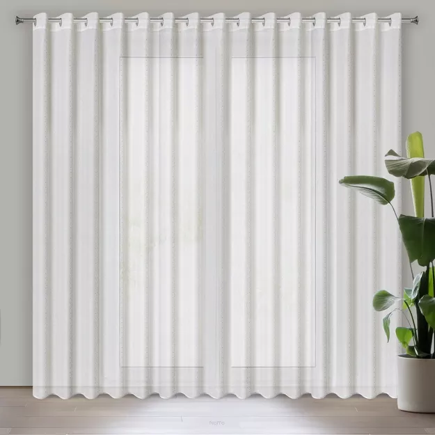 Firana na przelotkach 300x250 SIBEL biała z szampańskim nadrukiem drobnych rombów