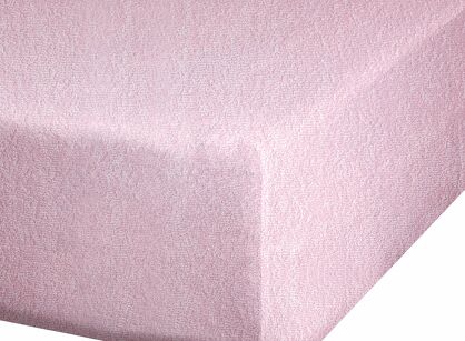 Prześcieradło z bawełny frotte z gumką pudrowe 160x200 Design 91