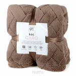 Koc 170x210 CARO ciemny beż puszysty typu flano z wytłaczanym wzorem Design 91 - 6