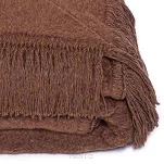 Koc bawełniany 150x200 0293-17 dunkelbrown ciemny brąz gładki z frędzlami - 2