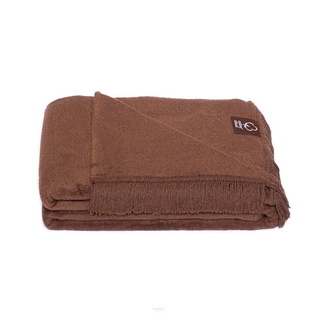 Koc bawełniany 150x200 0293-17 dunkelbrown ciemny brąz gładki z frędzlami