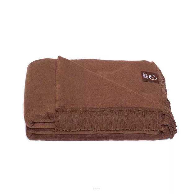 Koc bawełniany 150x200 0293-17 dunkelbrown ciemny brąz gładki z frędzlami