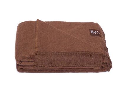 Koc bawełniany 150x200 0293-17 dunkelbrown ciemny brąz gładki z frędzlami