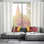 Firana na przelotkach 135x250 ROSSI biała z lejącej tkaniny z delikatnym nadrukiem - 8