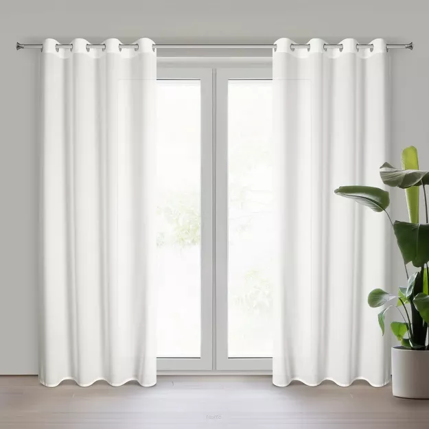 Firana na przelotkach 135x250 ROSSI biała z lejącej tkaniny z delikatnym nadrukiem