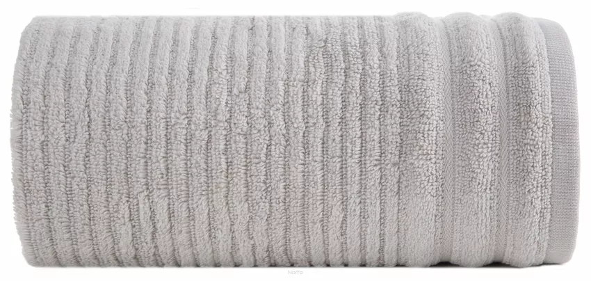Ręcznik bawełniany 50x90 SAMMY srebrny puszysty Zero Twist w prążki