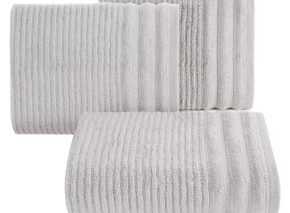 Ręcznik bawełniany 50x90 SAMMY srebrny puszysty Zero Twist w prążki