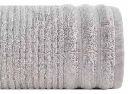 Ręcznik bawełniany 50x90 SAMMY srebrny puszysty Zero Twist w prążki