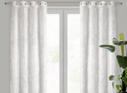 Zasłona na przelotkach 140x250 MARGARET kremowa z etaminy przetykana moherową nicią