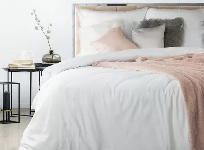 Pościel satynowa 140x200 NOVA 3 jednokolorowa gładka biała