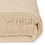 Koc bawełniany 150x200 0293-1 tussak jasny beż gładki z frędzlami - 2