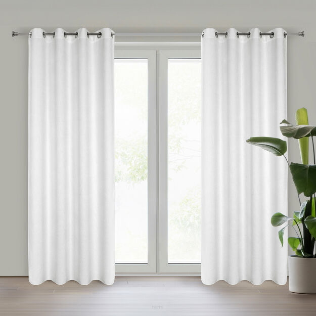 Zasłona na przelotkach 135x250 ALETA biała jednokolorowa z szenilu