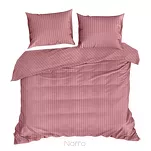 Pościel satynowa 160x200 VERA jednokolorowa gładka różowa w prążki - 3