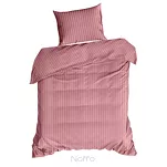 Pościel satynowa 160x200 VERA jednokolorowa gładka różowa w prążki - 4