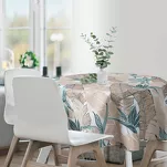 Obrus na taras fi 150 GARDEN 14 miętowy wodoodporny z beżowym wzorem liścia bananowca - 5