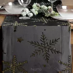 Bieżnik świąteczny 40x140 20A welwetowy czarny w śnieżynki - 4