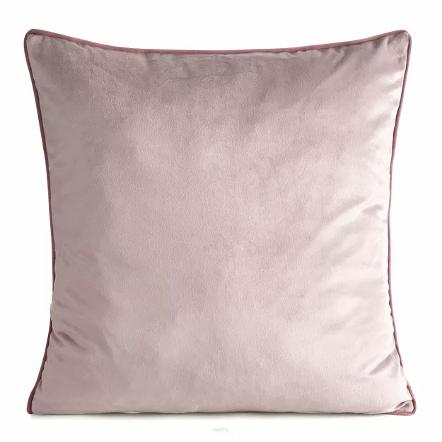 Poszewka welwetowa 45x45 GAJA 2 jednokolorowa pudrowa obszyta lamówką