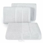 Ręcznik 50x90 MARI srebrny z welurową bordiurą w pasy 500 g/m2 - 4