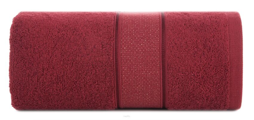 Ręcznik bawełniany 70x140 LIANA bordowy zdobiony bordiurą z błyszczącą nicią