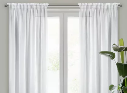 Firana gotowa na taśmie 140x270 DALIA biała z matowej etaminy
